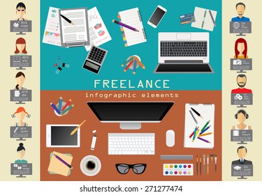 Freelance infographic template. Set elements for creating you own infographic. Vector illustration