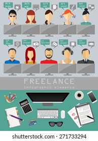 Freelance infographic template. Set elements for creating you own infographic. Vector illustration