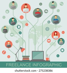Freelance infographic template. Set elements for creating you own infographic. Vector illustration