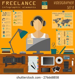 Freelance infographic template. Set elements for creating you own infographic. Vector illustration
