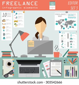 Freelance infographic template. Set elements for creating you own infographic. Vector illustration