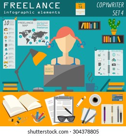 Freelance infographic template. Set elements for creating you own infographic. Vector illustration