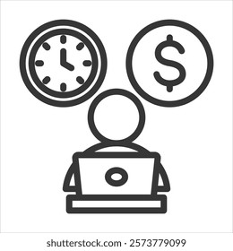 Freelance Job Outline Icon Vector Illustration