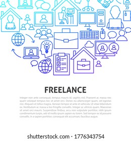 Freelance Line Concept. Vector Illustration of Outline Design.