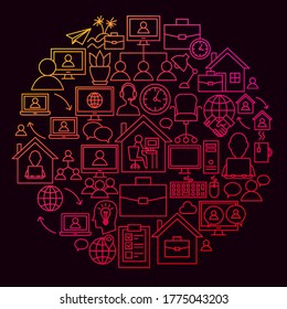 Freelance Line Icon Circle Concept. Vector Illustration of Outline Design.