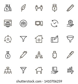 Freelance line icon set. Collection of high quality black outline logo for web site design and mobile apps. Vector illustration on a white background