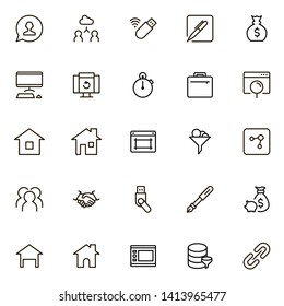 Freelance line icon set. Collection of high quality black outline logo for web site design and mobile apps. Vector illustration on a white background