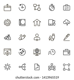 Freelance line icon set. Collection of high quality black outline logo for web site design and mobile apps. Vector illustration on a white background