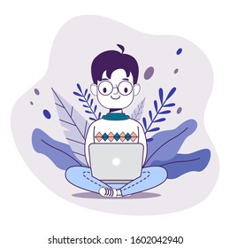 Freelance online job design concept freelancer vector illustration