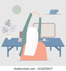 Freelance, online studying, work from home concept. Cute illustration in flat style. Girl with laptop on the chair.