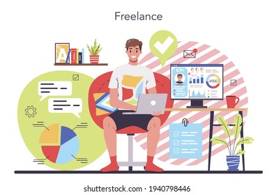 Freelance or outsoursing concept. People working remotely