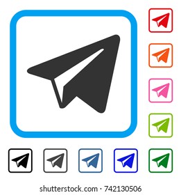 Freelance Paper Plane icon. Flat gray iconic symbol inside a light blue rounded square. Black, gray, green, blue, red, orange color additional versions of Freelance Paper Plane vector.