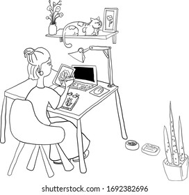 La gente independiente trabaja en una cómoda ilustración plana vectorial.