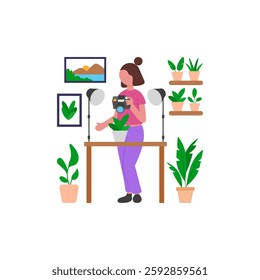 Freelance Photographer, Flat Vector Illustration