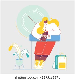 Freelance, remote work, self-isolation, self-isolation. Vector illustration