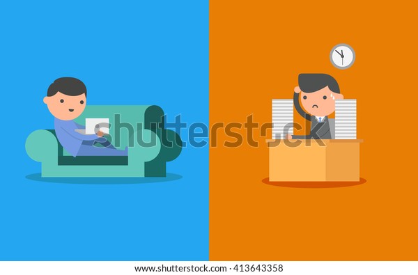 Vector De Stock Libre De Regalias Sobre Hombre Independiente Y Asalariado Ilustracion De413643358