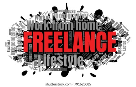 Freelance or Self Employed Word Cloud Collage. Work from Home Concept