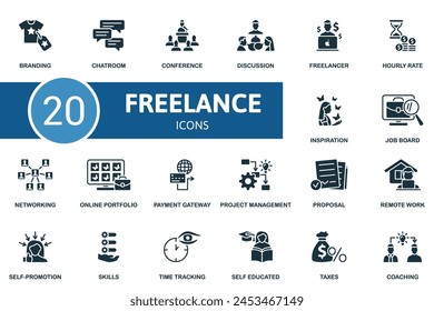 Freelance set. Creative icons. Monochrome.