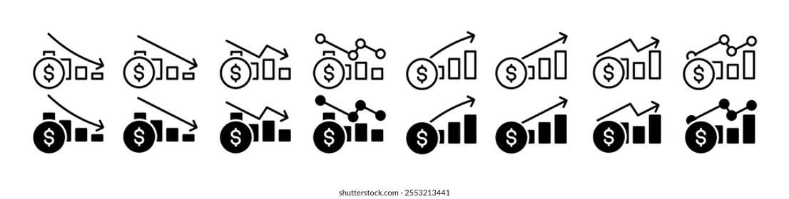 Freelance set icons. Linear and silhouette style. Vector icons.