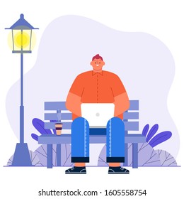 Freelance, Teleworking and Work at Home Vector Illustration