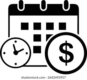 Design de conceito de gerenciamento de tempo Freelance com relógio de calendário e símbolo de dólar
