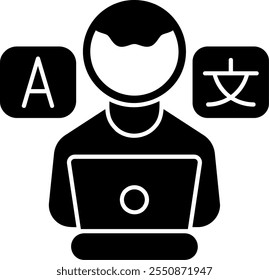 Freelance Translator Glyph Vector Icon Design