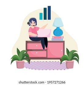freelance using laptop work home