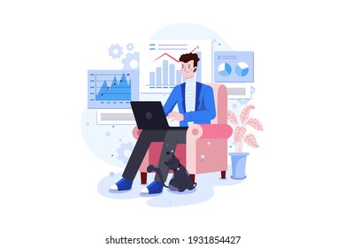 Freelance Vector Illustration concept. Flat illustration isolated on white background.