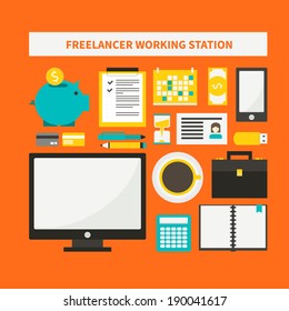 Freelance vector objects made in details 