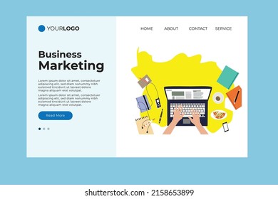freelance website landing page working using laptop