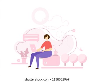 Freelance or work at home flat graphic for landing page