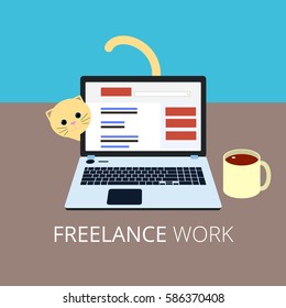Freelance work from home flat style vector illustration EPS10