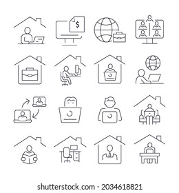 Freelance and Work at Home icons set. Freelance and Work at Home  pack symbol vector elements for infographic web