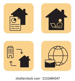 Freelance and Work at Home icons set . Freelance and Work at Home pack symbol vector elements for infographic web