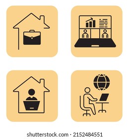 Freelance and Work at Home icons set . Freelance and Work at Home pack symbol vector elements for infographic web