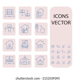 Freelance and Work at Home icons set . Freelance and Work at Home pack symbol vector elements for infographic web