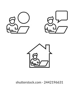 Freelance work from home, remote working icon symbol design illustration with bubble chat vector.