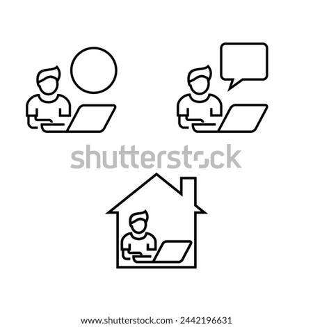 Freelance work from home, remote working icon symbol design illustration with bubble chat vector.