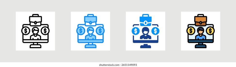 Conjunto de Coleções de Ícones de Trabalho Freelance com Vários Estilos
