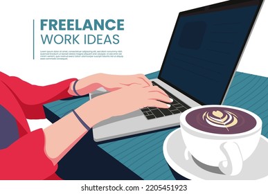 Freelance work ideas side view concept illustration