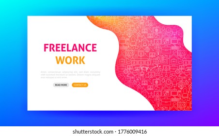 Landing Page für freiberufliche Arbeit. Vektorgrafik von Outline Design.