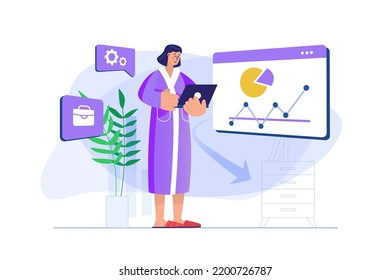 Freelance working concept with people scene. Vector illustration