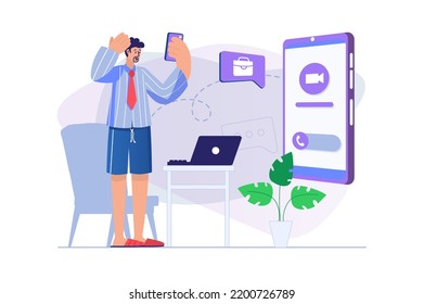 Concepto de trabajo independiente con escena popular. Ilustración del vector