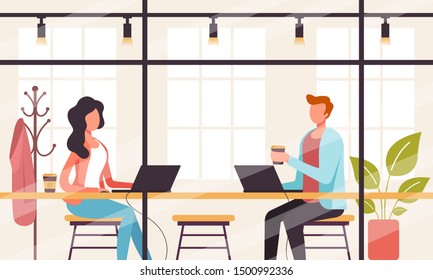 Freelance working new project start up concept. Vector flat cartoon graphic design illustration