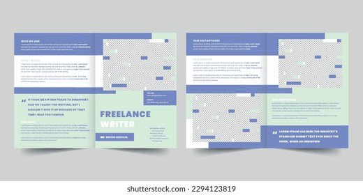 Freelance Writer bifold brochure template. A clean, modern, and high-quality design bifold brochure vector design. Editable and customize template brochure