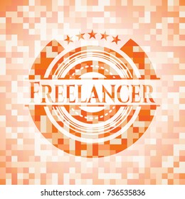 Freelancer abstract orange mosaic emblem