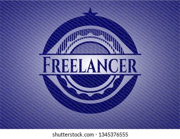Freelancer badge with denim texture
