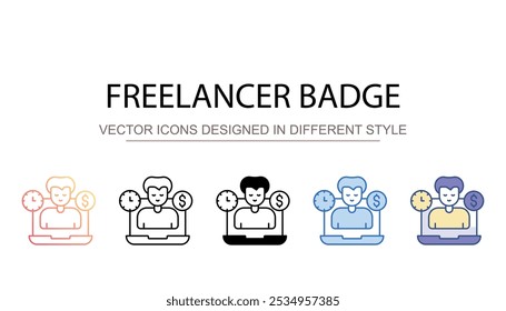 Freelancer Badge design ícone com fundo branco ilustração stock