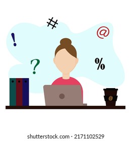 Freelancer With Child Working On Laptop. Parent Working With Son. Home Office. Remote Worker, Employee Schedule, Flexible Schedule Concept. Pink Coral Blue Vector Isolated Illustration