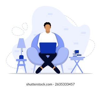 Freelancer concept illustration. Suitable for landing page, ui, web, App intro card, editorial, flyer, and banner.
